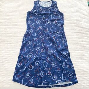 Ana Clare Nautical Blue Sleeveless Dress Medium